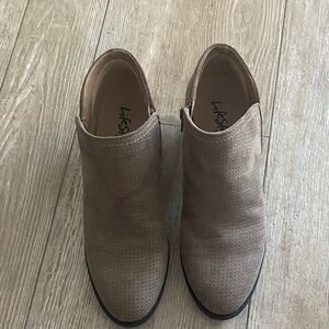 Life Stride Women's Perforated Taupe Ankle Booties
